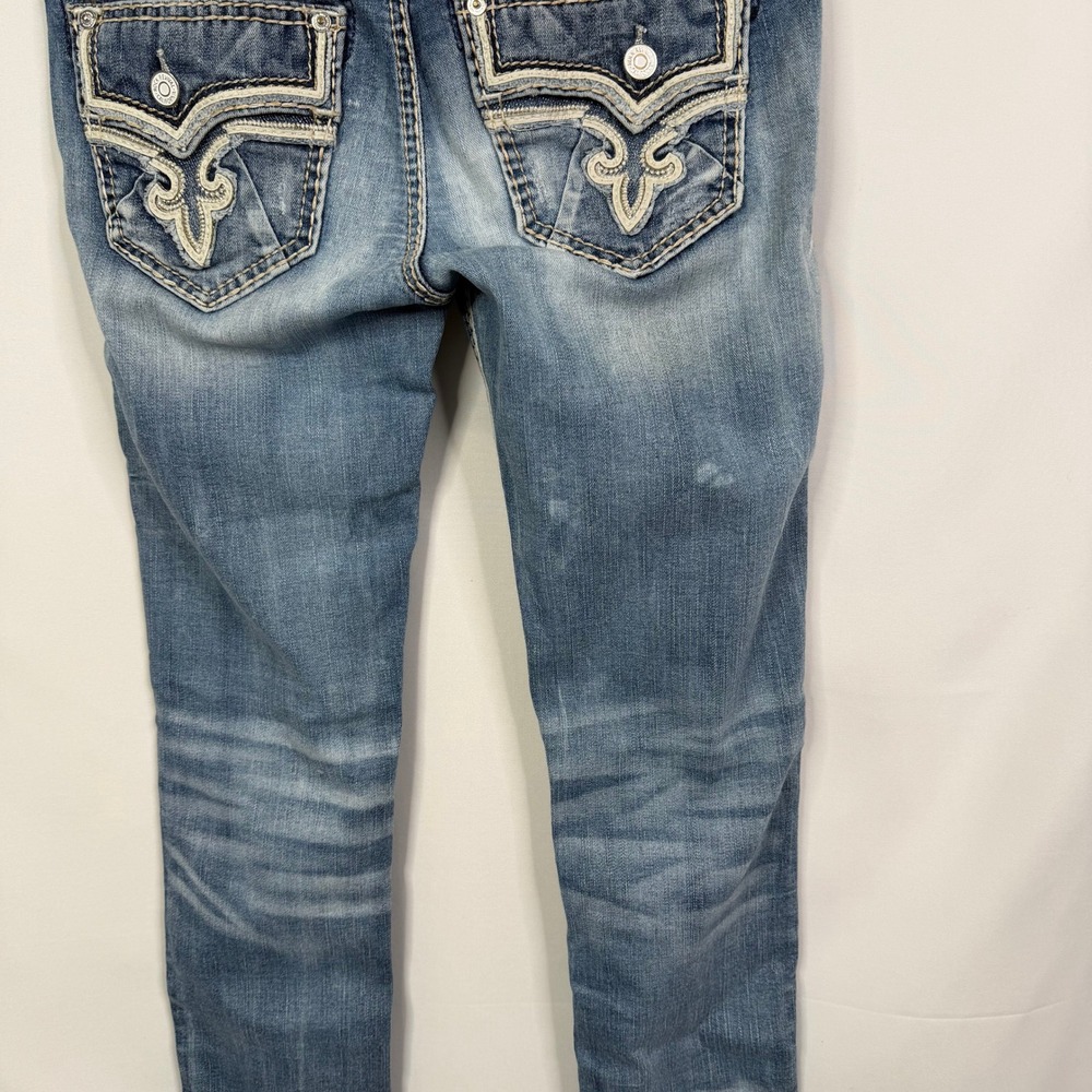 Rock Revival Abrienda Low RIse Cropped Jeans Size 26 Embellished Flap Pocket - Picture 8 of 14